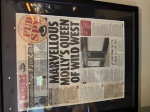 Framed Pub Spy article display inside Molly’s Bar, Dunfanaghy, featuring a Guinness pub review poster